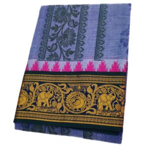 Purple Color Premium Embossed Dhoti Towel Set