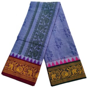 Purple Color Premium Embossed Dhoti Towel Set