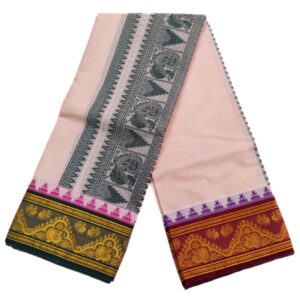 Beige Color Premium Embossed Dhoti Towel Set