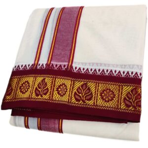 Jacquard Cotton Dhoti Towel Set