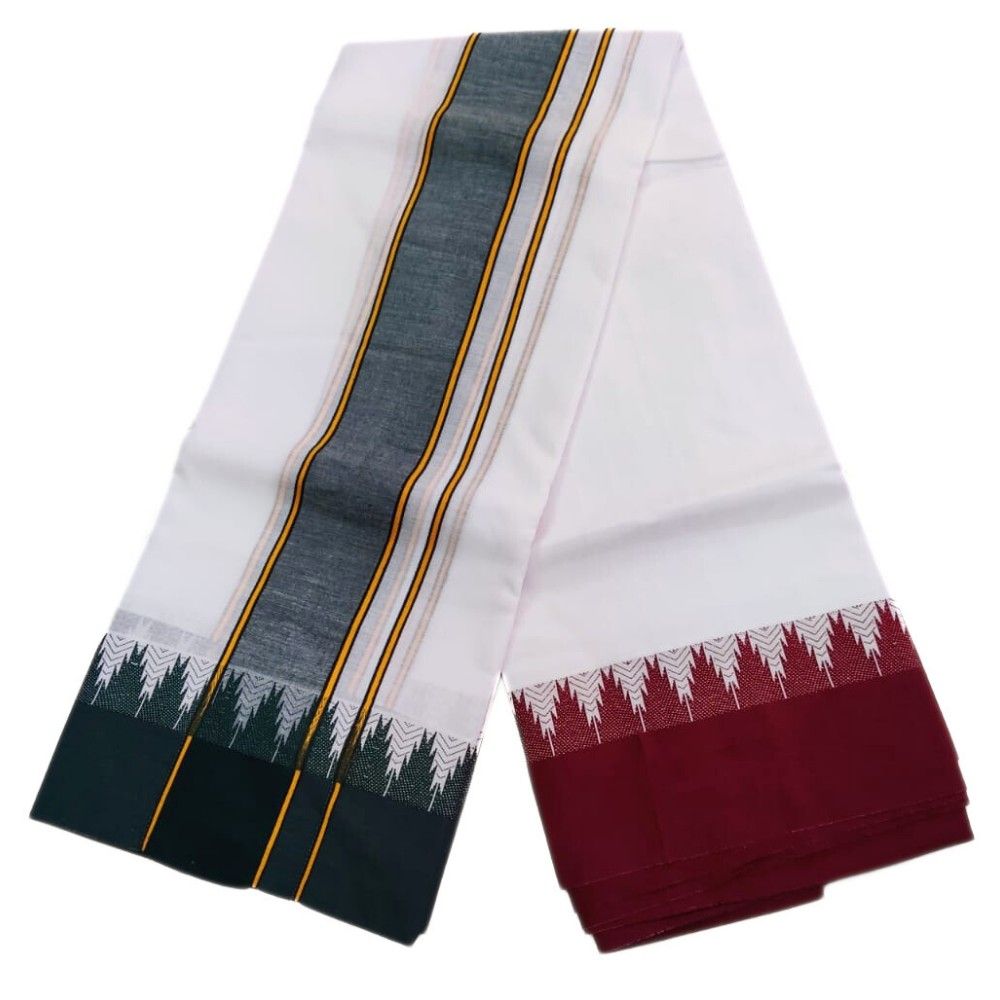 Bavanji Temple Border Cotton Dhoti - Image 2