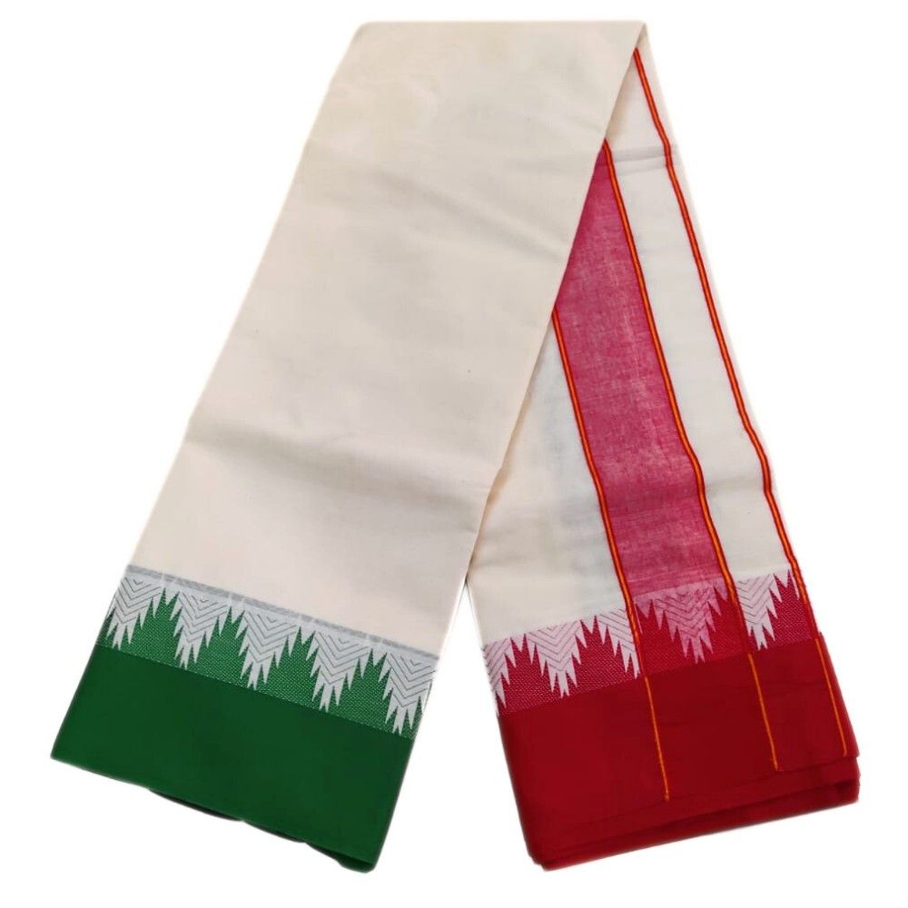 Bavanji Temple Border Half White Dhoti - Image 2