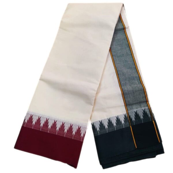 Bavanji Temple Border Half White Dhoti - Image 2