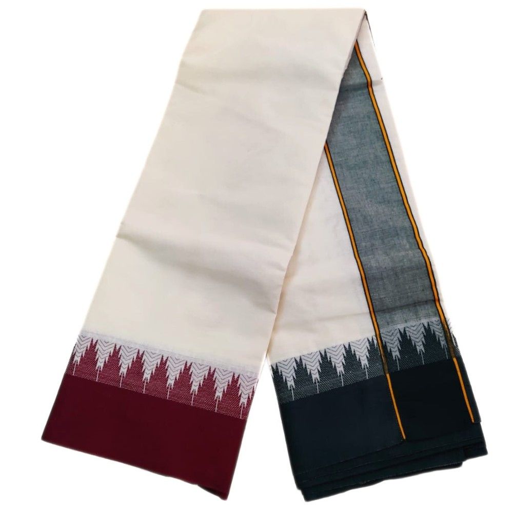Bavanji Temple Border Half White Dhoti - Image 2