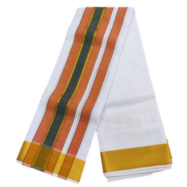 3 Inch Golden Zari Border Dhoti - Image 2
