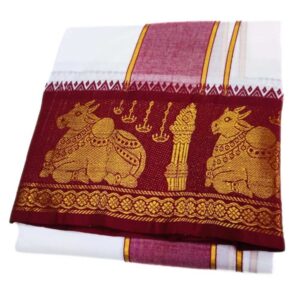 Nandhi Designed Border White Dhoti