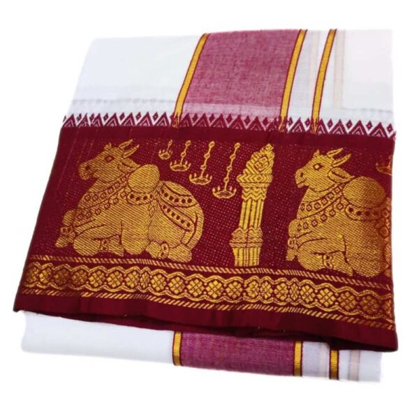 Nandhi Designed Border White Dhoti