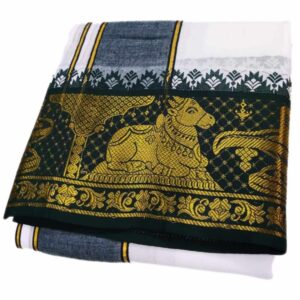 Nandhi Lingam Designed Border White Dhoti