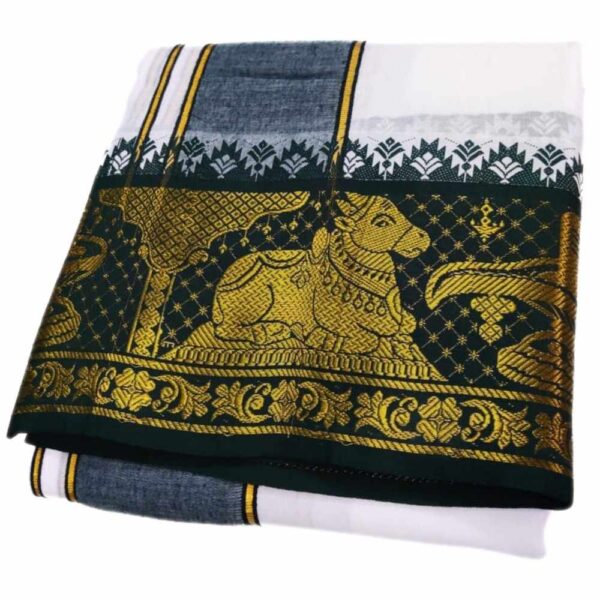 Nandhi Lingam Designed Border White Dhoti