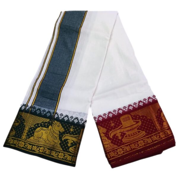 Nandhi Lingam Designed Border White Dhoti - Image 2