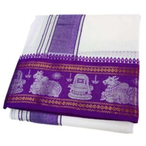 Nandhi Lingam Designed Border White Dhoti