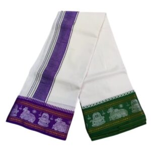 Nandhi Lingam Designed Border White Dhoti