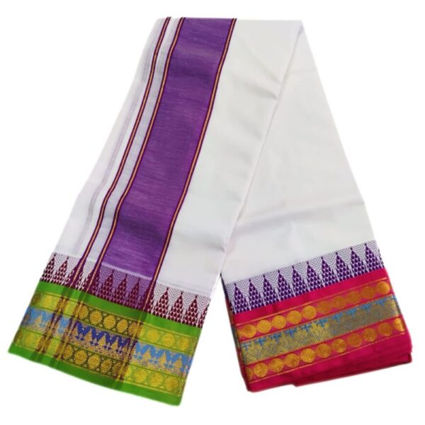 Kuchipate White Cotton Dhoti - Image 2
