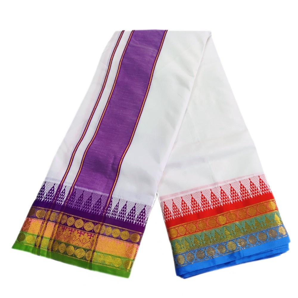 Kuchipate White Cotton Dhoti - Image 2