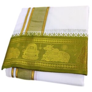 Nandhi Lingam Designed Border White Dhoti