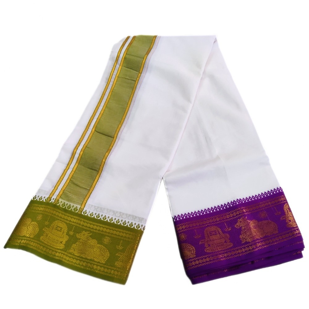 Nandhi Lingam Designed Border White Dhoti - Image 2