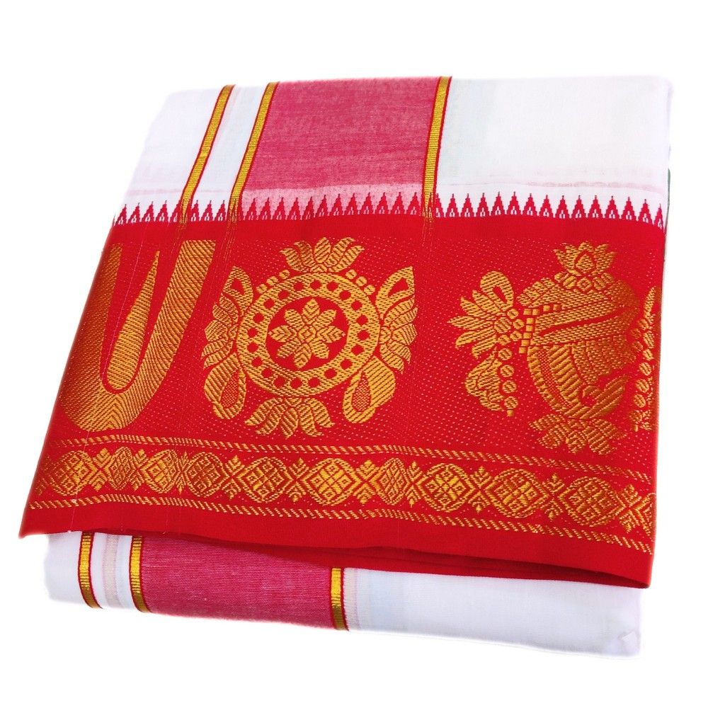 U Namam Thiruman Design Border White Dhoti