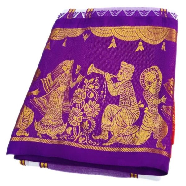 Bharatanatyam Designed Pure Cotton White Dhoti