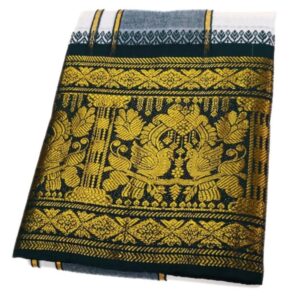 Parrot Designed Pure Cotton White Dhoti