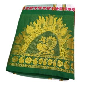 Peacock Designed Pure Cotton White Dhoti