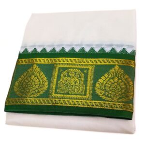 Leaf Designed Half White Premium Dhoti