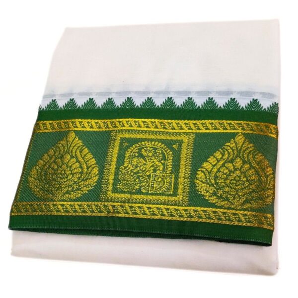 Leaf Designed Half White Premium Dhoti