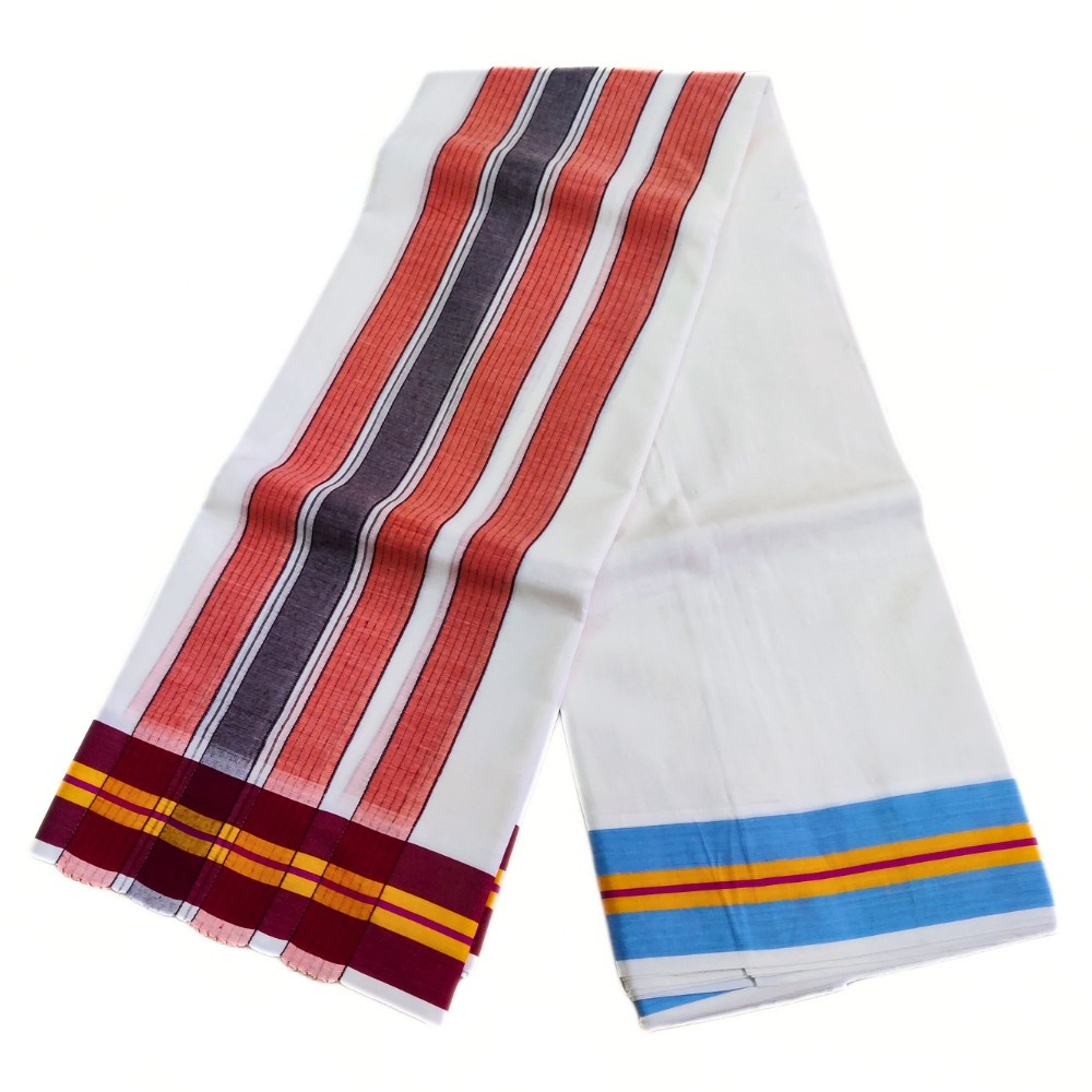 3 inch Iyengar Style Panchakacham Half White Dhoties - Image 2