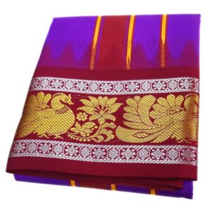 Peacock Designed Silver Karishma Dhoti