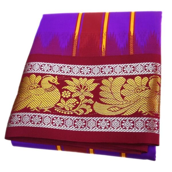 Peacock Designed Silver Karishma Dhoti