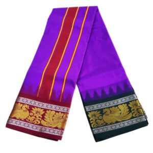 Peacock Designed Silver Karishma Dhoti