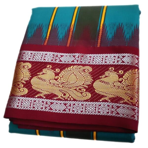 Annam Designed Silver Border Silk Dhoti