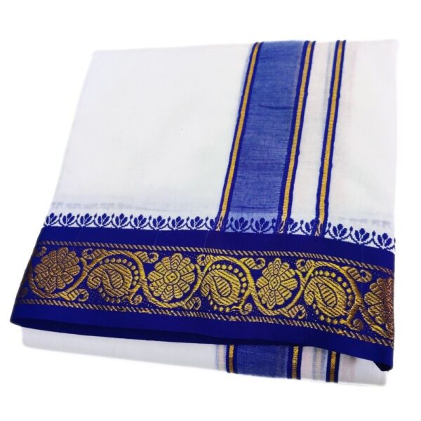Small Jacquard Cotton White Dhoti