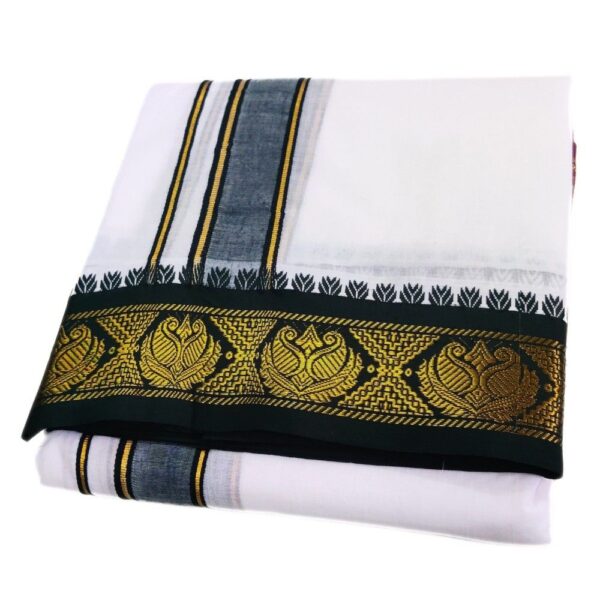 Small Jacquard White Cotton Dhoti