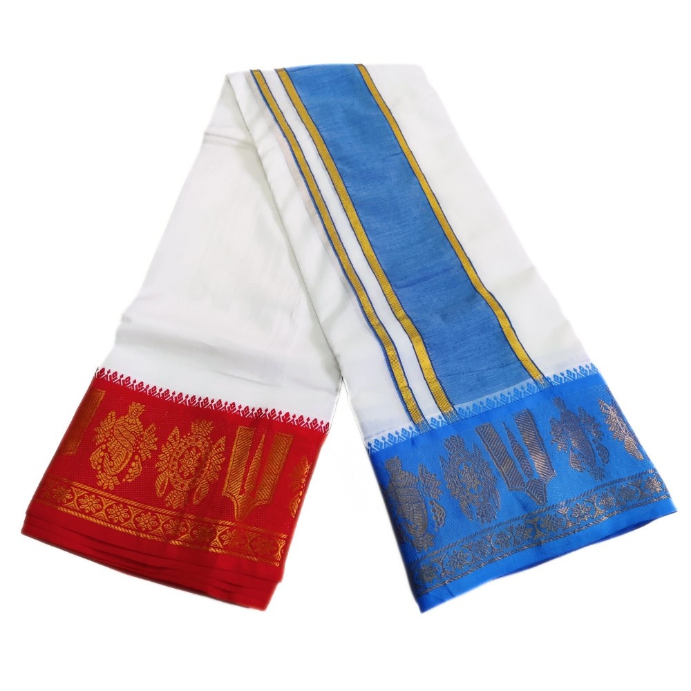 Namam Chakra Designed Border White Dhoti - Image 2