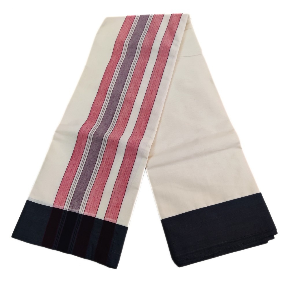 Plain Black Border Half White Dhoti - Image 2