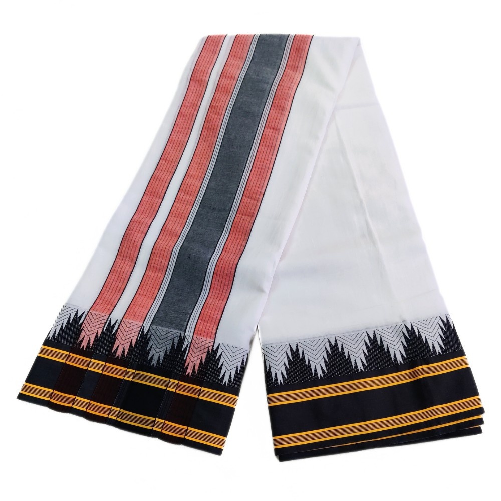 Black Seer Border Thalampoo Cotton Dhoti - Image 2