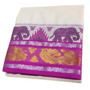 Peacock Elephant Designed Half White Dhoti