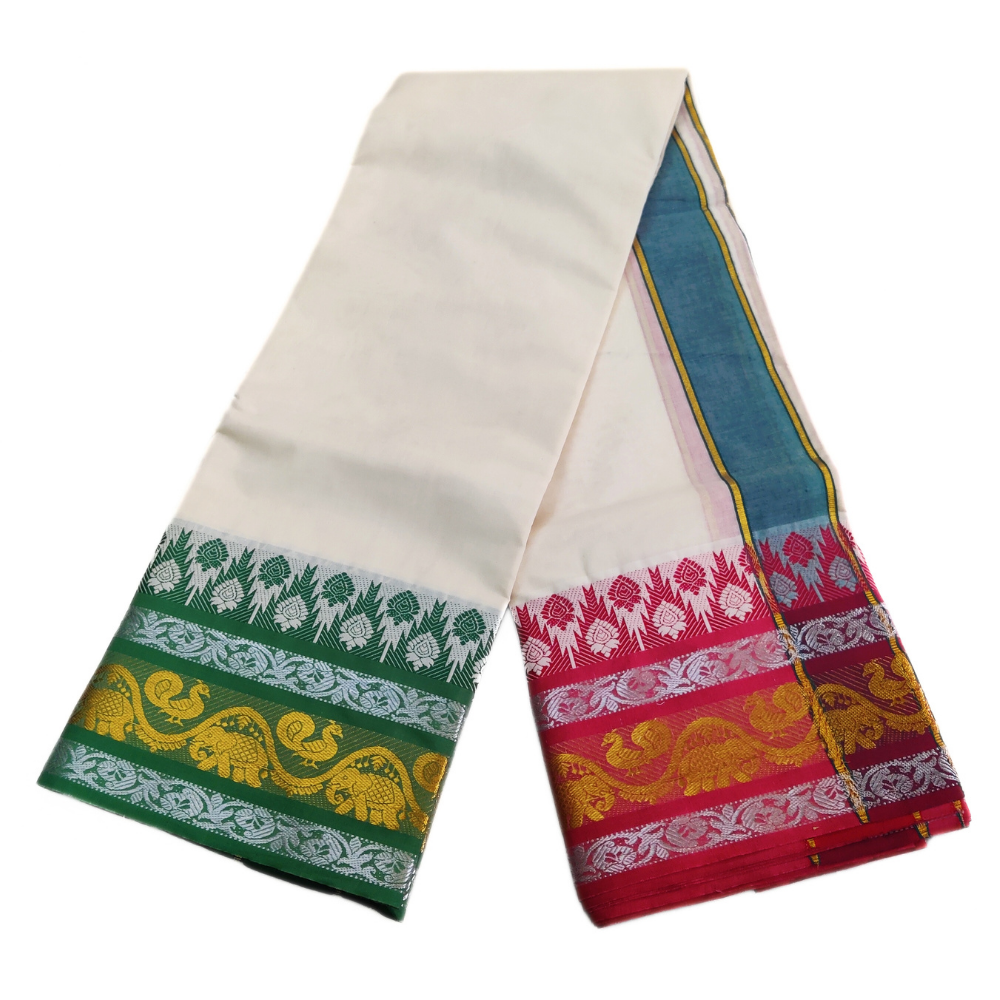 Silver Thalampoo Designed Half White Dhoti - Image 2