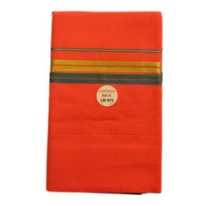 Orange Color Fancy Border Cotton Lungi/Dhoti