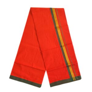 Orange Color Fancy Border Cotton Lungi/Dhoti