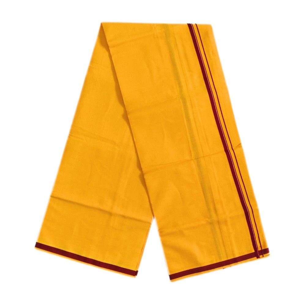 Mango Yellow Color Pure Cotton Dhoti/Lungi - Image 2