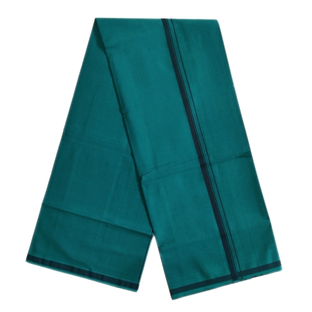 Dark Green Color Pure Cotton Dhoti/Lungi - Image 2