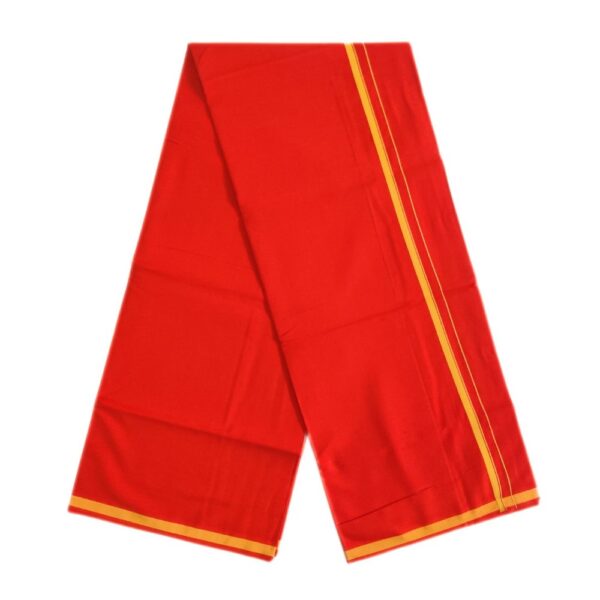 Orange Color Pure Cotton Dhoti/Lungi - Image 2