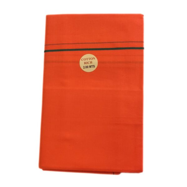Orange Color Line Border Cotton Dhoti/Lungi