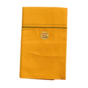 Mango yellow Color Line Border Cotton Dhoti/Lungi