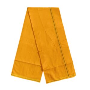 Mango yellow Color Line Border Cotton Dhoti/Lungi