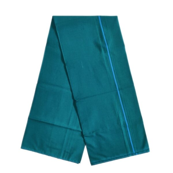 Peacock Green Color Line Border Cotton Dhoti/Lungi - Image 2