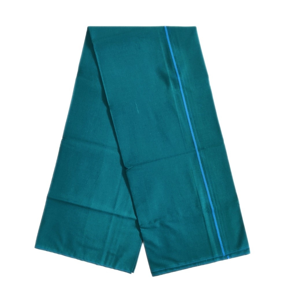 Peacock Green Color Line Border Cotton Dhoti/Lungi - Image 2