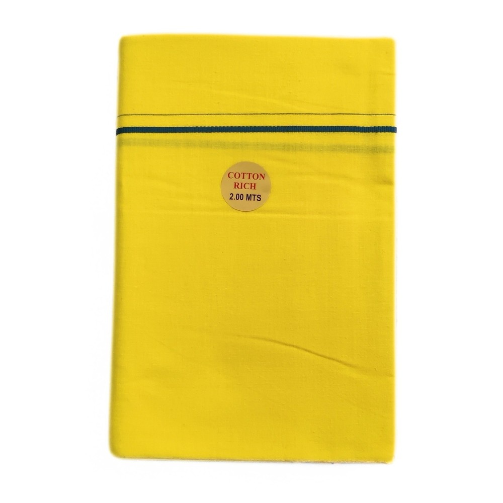 Yellow Color Line Border Cotton Dhoti/Lungi