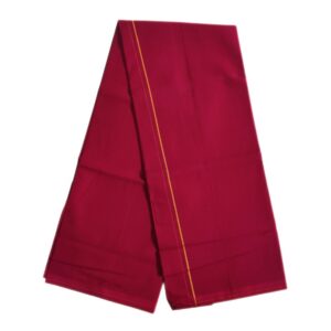 Maroon Color Line Border Cotton Dhoti/Lungi